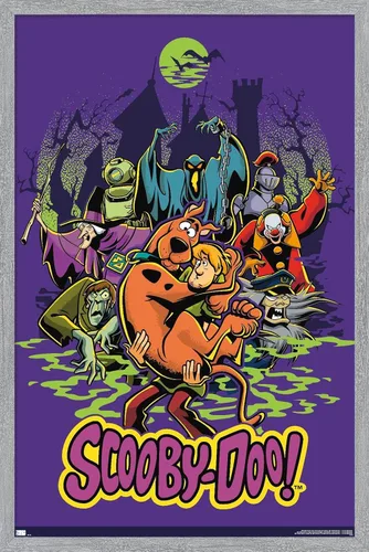 Miniatura 6 de Scooby-Doo - Póster de pared del grupo de villanos, 22.4 pulgadas de largo x 14.7 pulgadas de ancho, versión enmarcada de madera de granero