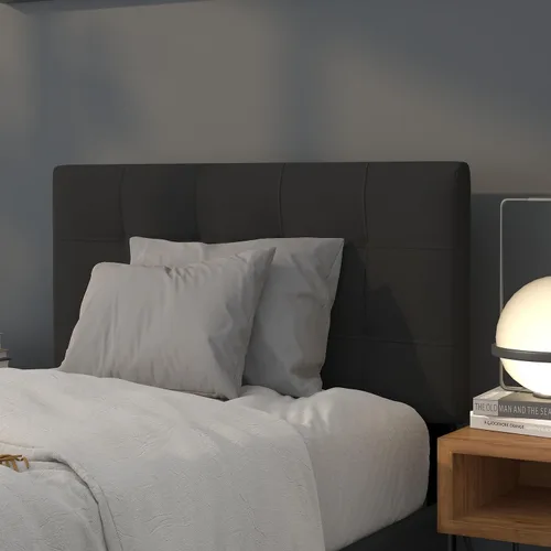 Miniatura 2 de Flash Furniture Bedford - Cabecera tapizada con puntada de caja y diseño capitoné, tamaño individual, en tela negra Negro