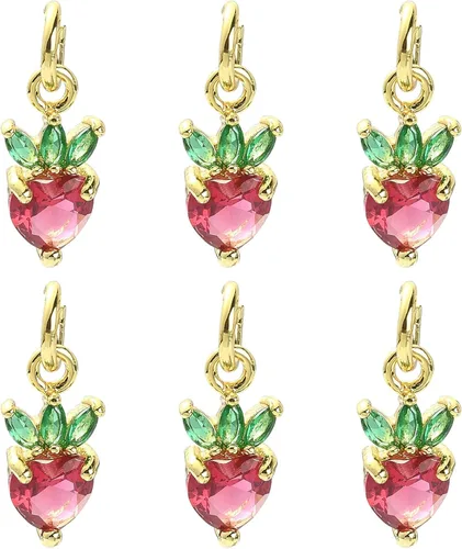 Miniatura 30 de Ipotkitt - 20 piezas de dijes de cobre con circonita cúbica micropavé en forma de flor con anillo de salto, dijes con forma de planta y flor