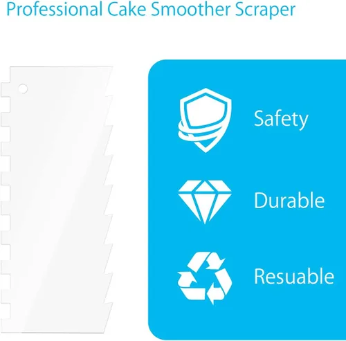 Miniatura 2 de Raspador de pasteles, 6 piezas de acrílico transparente, juego de raspadores de peine de decoración más suave, cortador de pastelería
