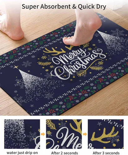 Miniatura 3 de Tapete de baño de Navidad para bañera, antideslizante, de secado rápido y absorbente, tierra de diatomeas, fregadero de cocina, ducha, tapete