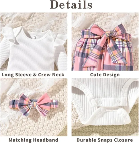 Miniatura 227 de Aalizzwell Conjunto de mameluco acanalado para bebé recién nacido prematuro para otoño e invierno