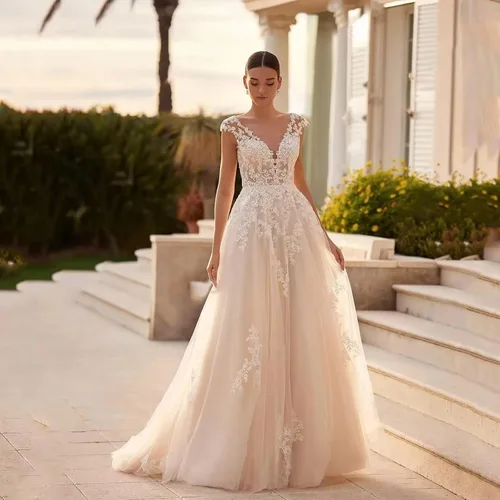 Miniatura 19 de Vestido de novia formal sin tirantes con encaje, largo de sirena para mujer 2019 WD162