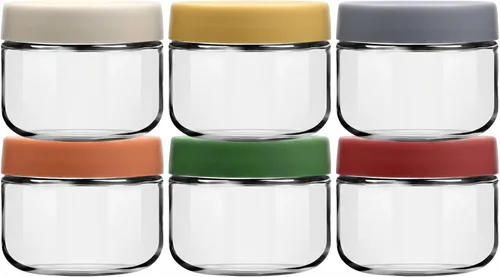 EONJOE Frascos de vidrio de 8 oz con tapas 1 taza Recipientes pequeños de alimentos para pudín de chía, mermelada, bocadillos, yogur, avena durante