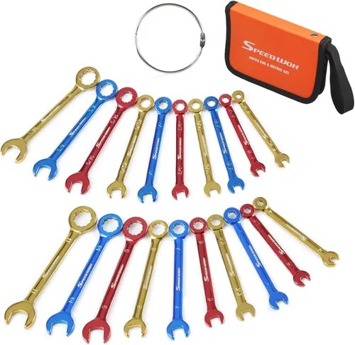 Miniatura 9 de SPEEDWOX Juego de 10 llaves pequeñas de color abiertas y de extremo de caja, cubiertas de color, juego de llaves enanas mini, juego de llaves