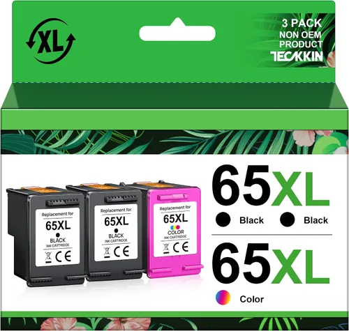 TECKKIN 65XL - Paquete combinado de cartuchos de tinta negro/color (paquete de 3) de repuesto para tinta 65 65XL para impresora DeskJet 3755 3772