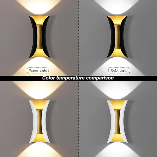 Miniatura 7 de Kawell Lámpara de pared moderna creativa de 10 W, lámpara de pared LED hacia arriba hacia abajo, impermeable, IP65, lámpara de pared de aluminio