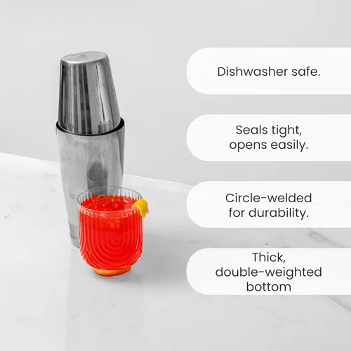 Miniatura 6 de Coctelera Boston Shaker de acero inoxidable, set de 2 piezas: 18 oz sin contenido y 28 oz con contenido, coctelera profesional para barman, Acero