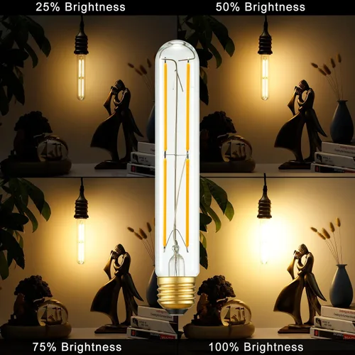 Miniatura 8 de Arberlic Bombilla LED T10 de 7.3 pulgadas, Bombilla de Luz Tubular de 6W Equivalente a Bombilla LED E26 de 60 vatios regulable, Blanco Cálido 2700K