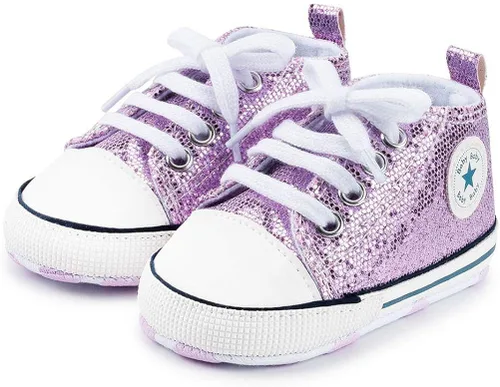 Miniatura 3 de Zapatos deportivos de lona para bebés y niñas con diseño de estrellas, suela antideslizante suave para recién nacidos, primeros caminantes