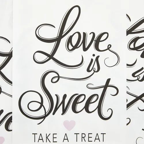 Miniatura 5 de Sparkle and Bash Love Is Sweet - Bolsas de papel para golosinas – Paquete de 100 unidades, 5 x 7.5 pulgadas, color blanco, bolsas de regalo