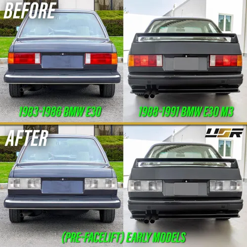 Miniatura 4 de USR Pre Face 84-86 E30 EURO OE Style Lente Clara Esmerilada Luz Trasera Set de Lámpara Trasera (Izquierda + Derecha) Compatible con 1984-1986 BMW