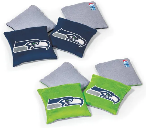 Wild Sports - Bolsas de frijoles de doble cara de fútbol americano profesional de la NFL, 8 unidades, bolsas de lanzamiento de primera calidad para