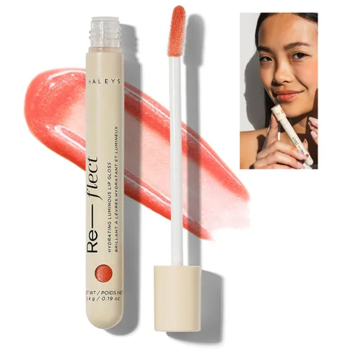 Miniatura 8 de HALEYS Brillo labial luminoso hidratante (cielos rosados), reflexiona e hidrata, nutre, no pegajoso, sin peso, sin fenoxietanol, con infusión