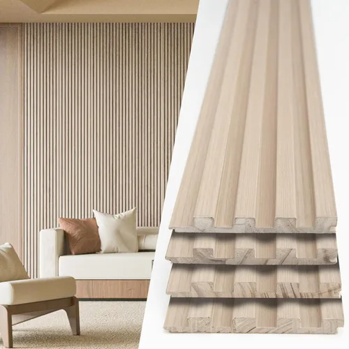 Miniatura 16 de Art3d Paneles de pared de madera de listones para decoración de interiores y techos, paquete de 4 piezas + 1 moldura final, tamaño 108 x 5.7 Roble
