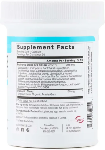 Miniatura 12 de NatureWise Probióticos 70 mil millones de UFC, 17 cepas + prebióticos orgánicos, apoyo para la salud inmunológica, digestiva e intestinal