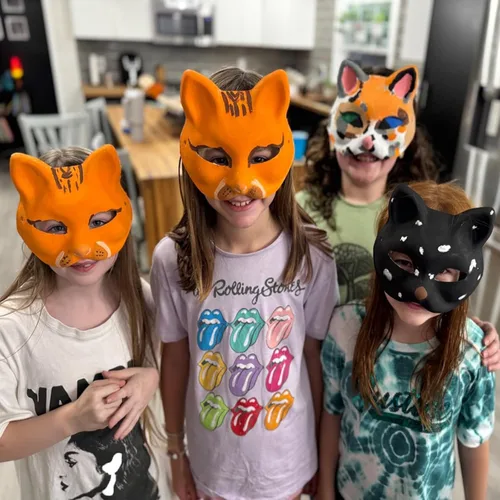 Miniatura 4 de 10 máscaras de gato, máscaras therianas blancas para bailes de máscaras, Halloween, cosplay para niños y fiestas de disfraces