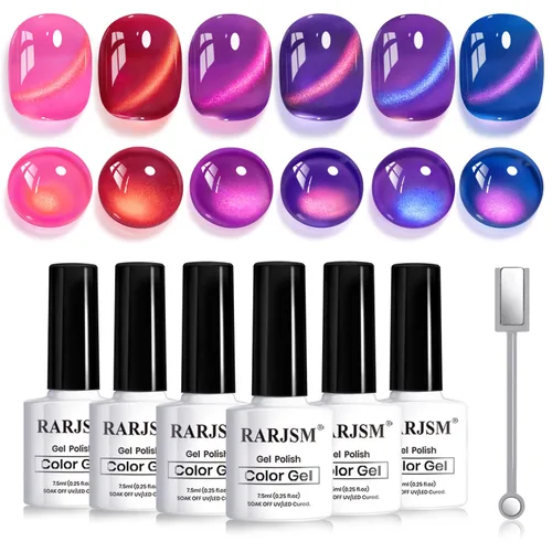 Miniatura 56 de RARJSM Juego de Esmaltes de Gel Nude Colección Jelly Pink de 6 Colores Naturales Transparentes Rosa Translúcido Lechoso Malva Morado Marrón Claro