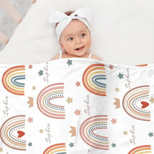 Miniatura 3 de Manta bohemia personalizada con nombre, manta de recepción personalizada para bebé, recién nacido, regalos de cumpleaños de Pascua para niños