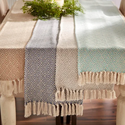 Miniatura 7 de DII Camino de mesa trenzado estilo granja, 15 x 72 pulgadas, 1 pieza, gris