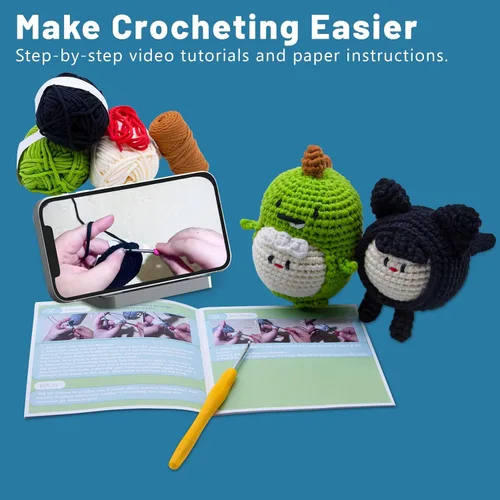 Miniatura 3 de EOKPHULL Kit de ganchillo para principiantes, kit de tejido de ganchillo fácil para adultos con tutoriales en video paso a paso e instrucciones