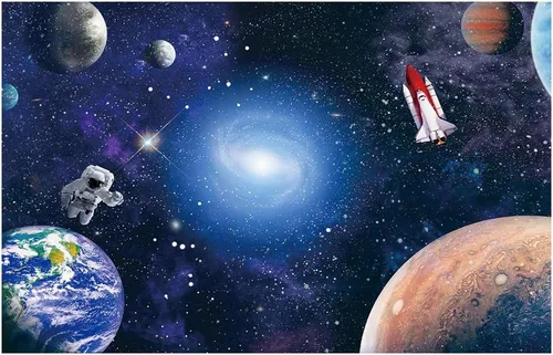 Miniatura 8 de CGXINS Fondo de fotografía del espacio exterior para bebés y niños, decoración de fiesta de cumpleaños temática de astronauta, universo, galaxia