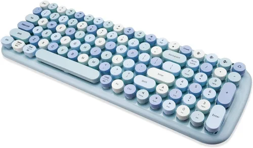 Miniatura 12 de MOFII Teclado con cable, teclado retro de tamaño completo, llave redonda, USB con cable Plug and Play, para laptop, PC, escritorio, ventanas