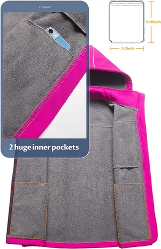 Miniatura 3 de CREATMO US Chaleco ligero de Softshell para mujer, chaqueta sin mangas cortavientos con capucha extraíble