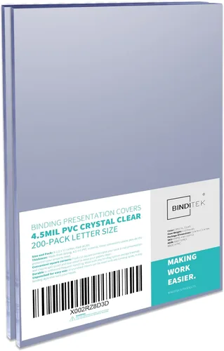 Miniatura 12 de Binditek paquete de 50 portadas de encuadernación transparentes de PVC de 8 mil, 11 x 17 pulgadas, tamaño tabloide, esquinas cuadradas, sin