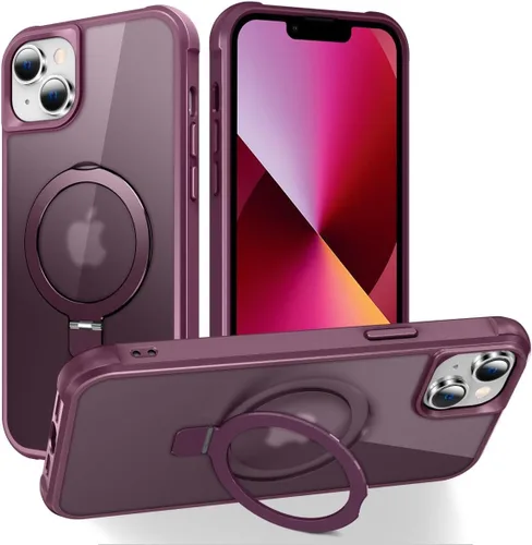 Miniatura 168 de CHAOFEnG Funda magnética compatible con iPhone 11 con soporte, prueba de caídas de grado militar, compatible con imán, anillo translúcido, parte