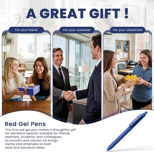 Miniatura 8 de STAGEEK Bolígrafos de gel azules GX3, 12 bolígrafos de tinta azul de secado rápido con 3 recambios adicionales, bolígrafos retráctiles de punta fina