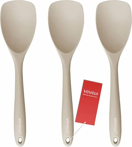 Juego de espátulas de silicona mejoradas, VOVOLY espátula de goma resistente al calor, raspadores flexibles sin costuras antiadherentes para Caqui