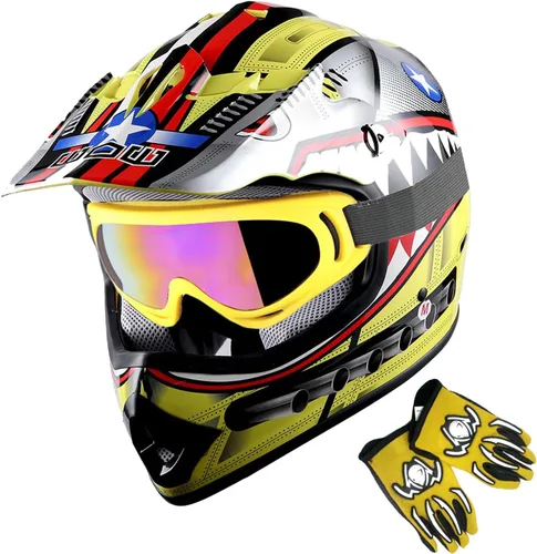 Miniatura 15 de 1Storm - Casco de motocross para jóvenes y niños, color negro mate + gafas + paquete de guantes negros para jóvenes MG