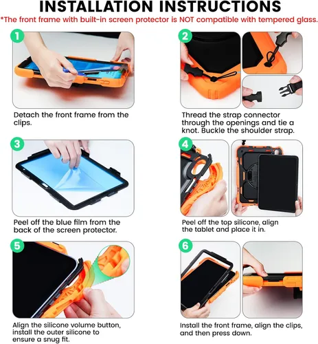 Miniatura 9 de SEYMAC Funda protectora resistente a prueba de golpes para Samsung Galaxy Tab A9 de 8.7 pulgadas 2023 (SM-X110/X115/X117), resistente a prueba