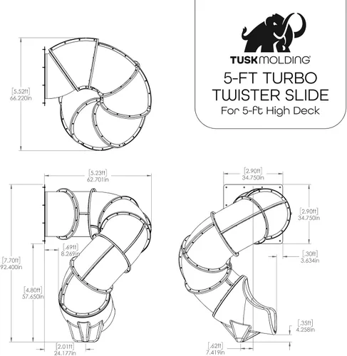 Miniatura 2 de Tobogán Turbo Twister de 5 pies para juegos – Aventura de giro, paseo suave y seguro TUSK Strong℠ (gris)
