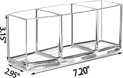 Miniatura 3 de Organizador de brochas de maquillaje transparente, organizador de brochas de maquillaje acrílico de alta calidad, 3 compartimentos, soporte