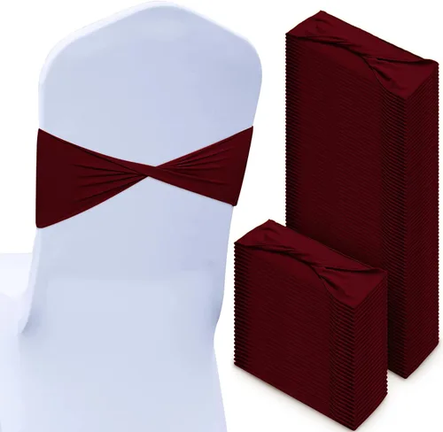 Miniatura 10 de CHENGU 100 piezas Cintas elásticas de elastano para sillas, lazos simples, bandas para sillas de boda real sin hebilla, decoraciones de cumpleaños