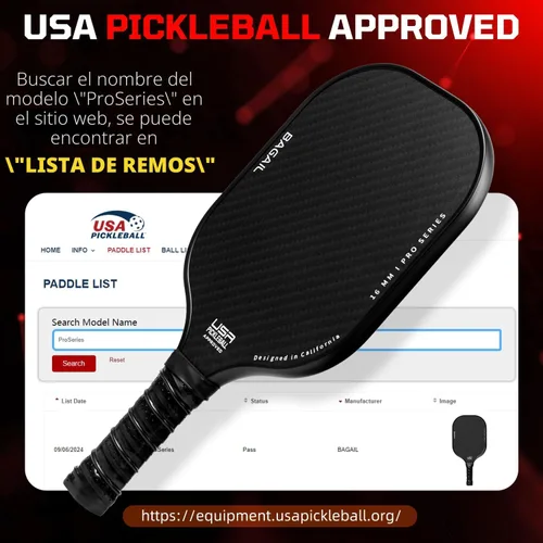 Miniatura 2 de BAGAIL Palas de pickleball aprobadas por USAPA, juego de pickleball de superficie de fibra de vidrio, raquetas ligeras con 4 bolas, 1 bolsa, Negro