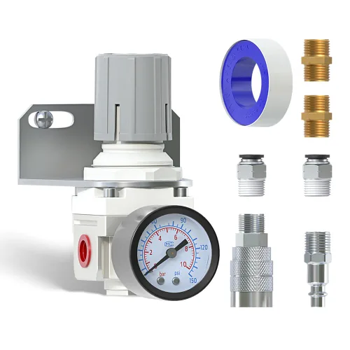 Miniatura 7 de AIRZOE Regulador de presión de aire NPT de 1/2", sistema de aire comprimido,Mini regulador de aire AR4000-04,0-150 PSI Gauge