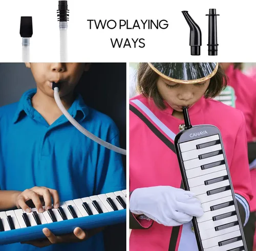 Miniatura 3 de CAHAYA Melódica 32 Teclas Boquilla de Tubos Dobles Piano de Aire Teclado Instrumento Musical con Bolsa de Transporte 32 Teclas, Negro, CY0050-1