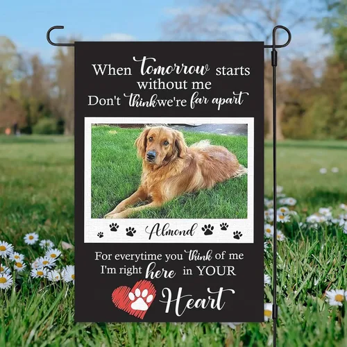Miniatura 12 de AIUSAAMZ Bandera conmemorativa personalizada, bandera conmemorativa personalizada para jardín con foto, nombre, fecha para patio al aire libre