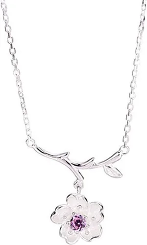 Miniatura 8 de SEniutarm Collares para mujeres y niñas Flores de cerezo flores ramas de árbol colgante collar mujer elegante joyería colgante cadena de San