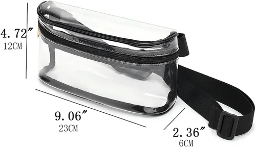 Miniatura 4 de Riñonera transparente para mujer, impermeable, pequeña, transparente, con correa ajustable, bolsa transparente aprobada para estadios, Negro 2