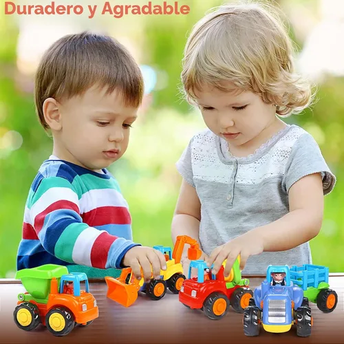Miniatura 2 de ORWINE Juguete de inercia educativa temprana para bebés, juguete de fricción para niños pequeños, autos de empuje y marcha, tractor bulldozer