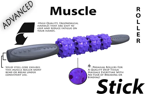 Miniatura 2 de Advanced Series – Rodillo de masaje muscular para músculos – Fitness Answered Training – Núcleo de acero inoxidable de 16.75 pulgadas – Gran espacio