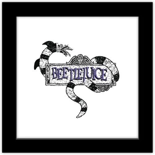 Trends International Gallery Pops Beetlejuice - Póster de pared con logotipo de gusano de arena, 12.00 x 12.00 pulgadas, versión de marco negro
