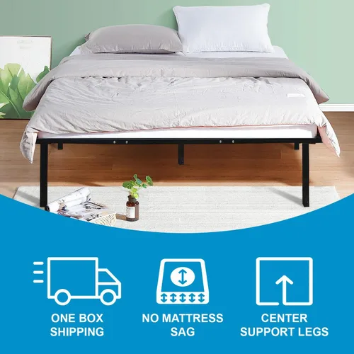 Miniatura 5 de Boyd Sleep Base de cama de plataforma de metal de 14 pulgadas de alto con soporte de listones de madera, zona lumbar ajustable de firme a felpa,