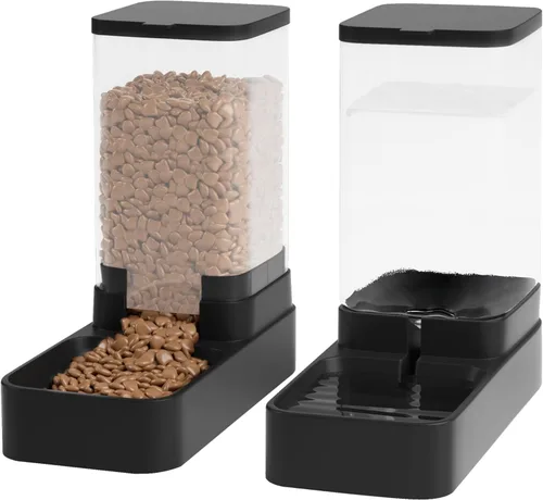 Miniatura 8 de Comedero automático para gatos y dispensador de agua en juego con cuenco de comida para mascotas, bebedero por gravedad y alimentador de comida