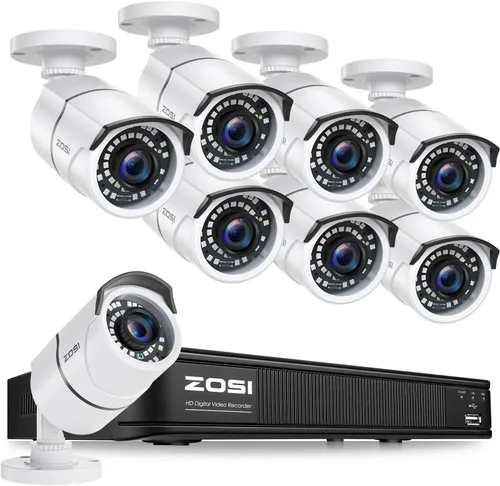 Miniatura 10 de ZOSI - 4 Pack 2MP 1080p HD-TVI Cámara de seguridad para el hogar, para exteriores e interiores, 1920TVL, 36 ledes, visión nocturna, cámara bala CCTV