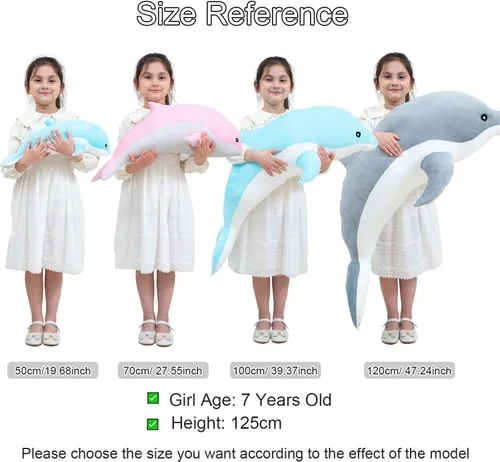 Miniatura 5 de Kekeso - Almohada gigante de delfín de peluche, suave almohada de ballena para abrazar, almohada de delfín rellena para niños y niñas